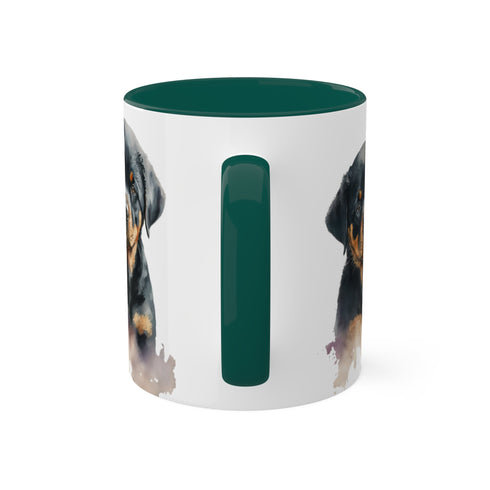 Rottweiler Pupies - Color Accent Mugs, 11oz